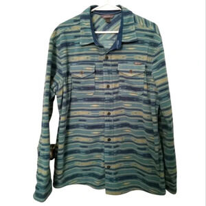 Vintage Eddie Bauer Blue Southwestern Fleece Shacket Size Large